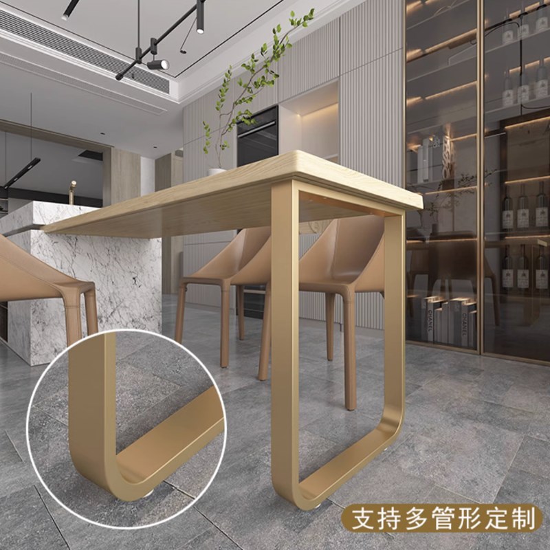 U型铁艺圆弧型吧台岛台单边脚桌腿桌脚支架桌架书桌餐台脚可定制