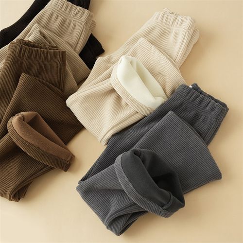 500g 儿童弹力灯芯绒微喇裤 女童加绒喇叭裤 打底长裤子冬款童装