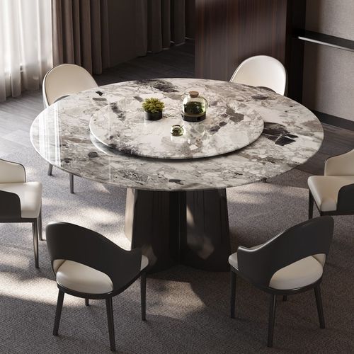 微晶石餐桌轻奢高级感圆饭桌超晶石意式极简大理石餐桌椅2025新款