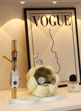 奶油风入户门鞋柜玄关置物架钥匙收纳摆件家居客厅乔迁新居装饰品