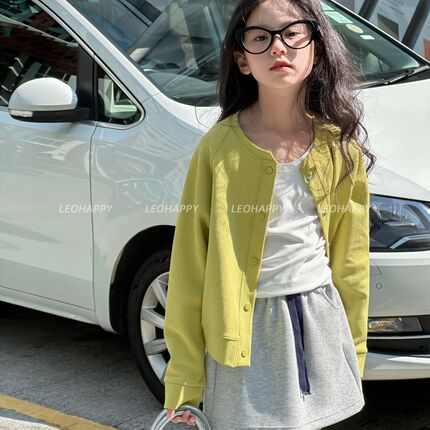 LEOHAPPY女童开衫外套春秋款儿童卫衣针织衫中大童洋气百搭上衣N