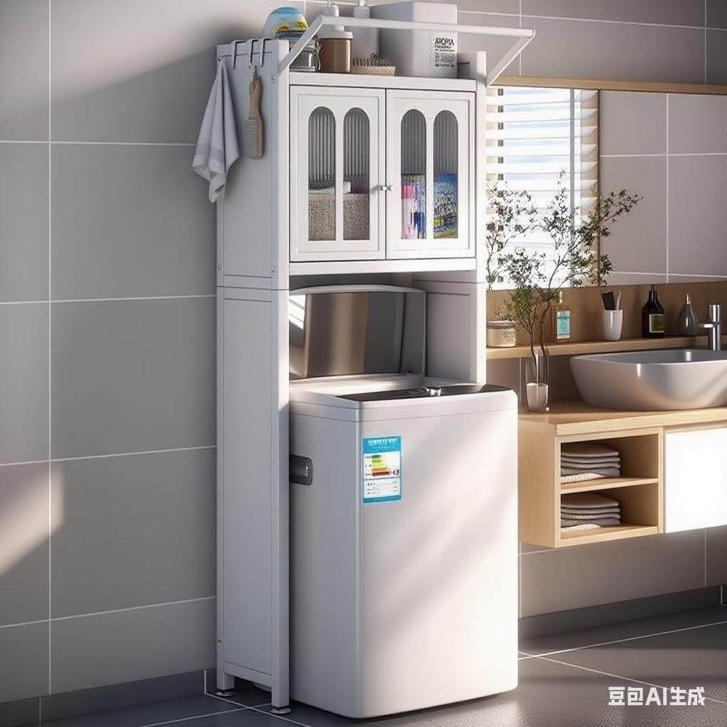 洗衣机置物架化妆室落地翻盖上方架子阳台浴室波轮滚筒多层收纳层