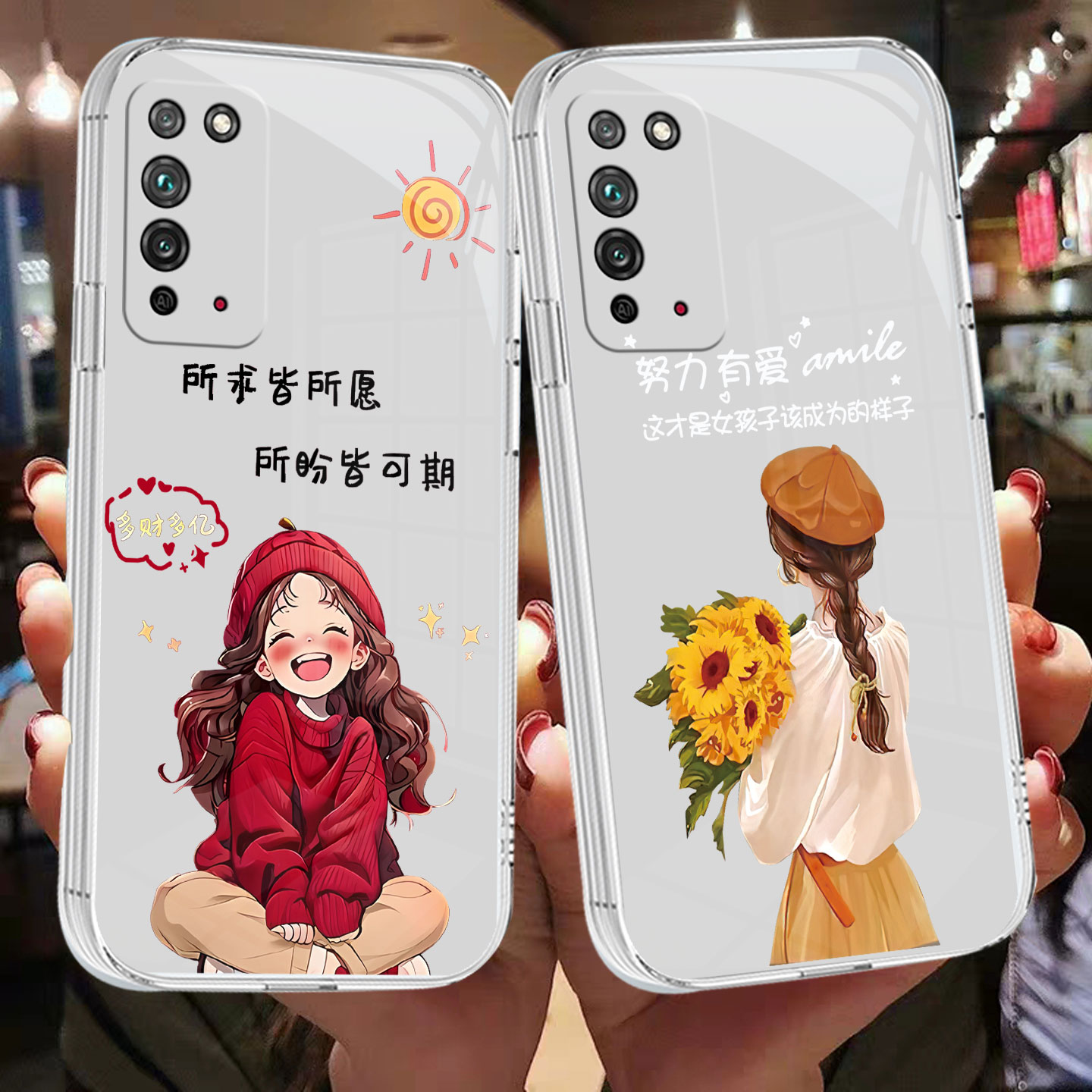 适用于荣耀X10手机壳TEL-AN00硅胶网红tpu卡通简约软壳挂绳时尚全包保护套ins风情侣全包边软套精孔透明壳潮