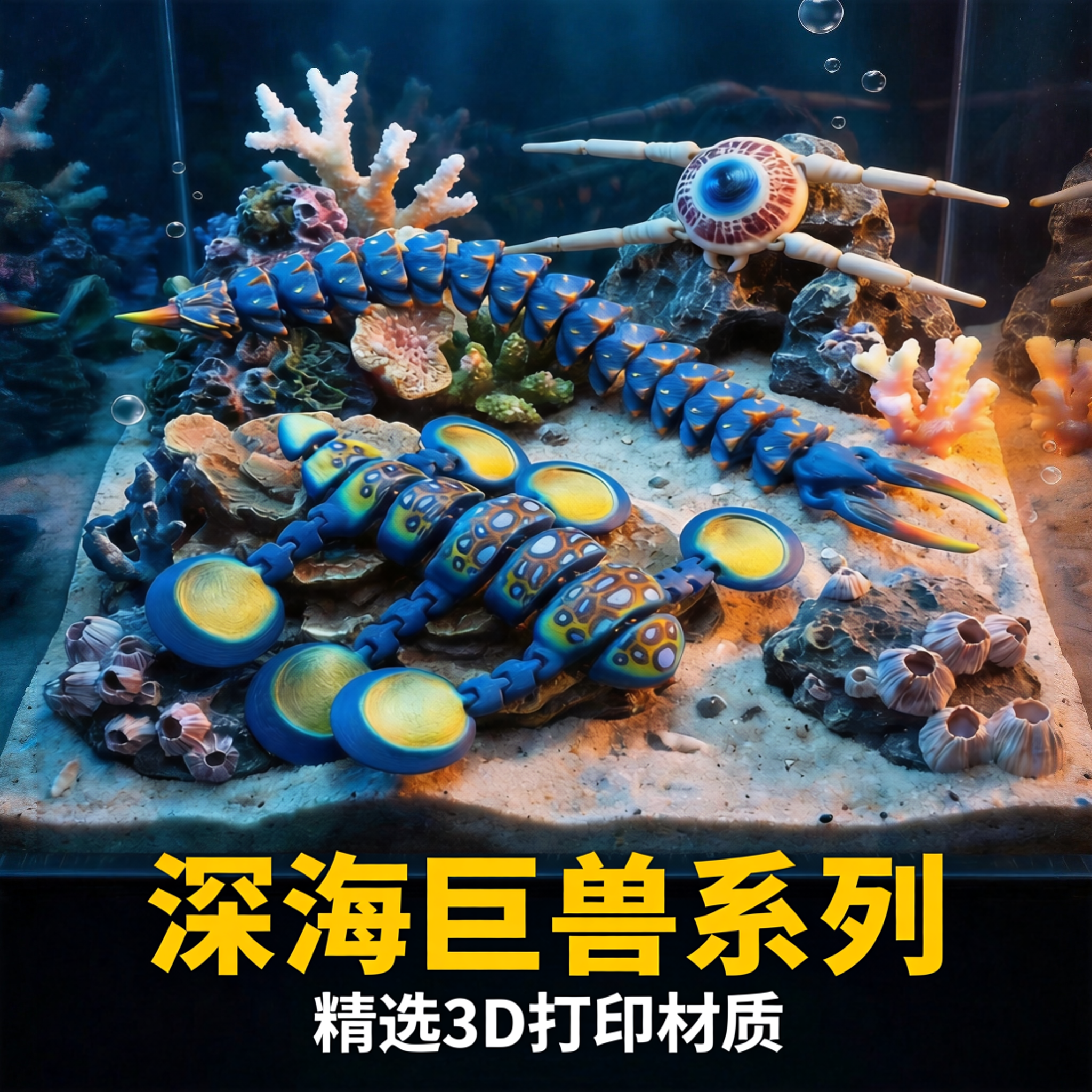 食海者玩具模型蹒跚蟹吸盘鱼冰蠕虫深海迷航巨兽海怪3D打印摆件