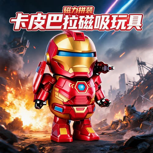 卡皮巴拉磁吸玩具钢铁侠机器人