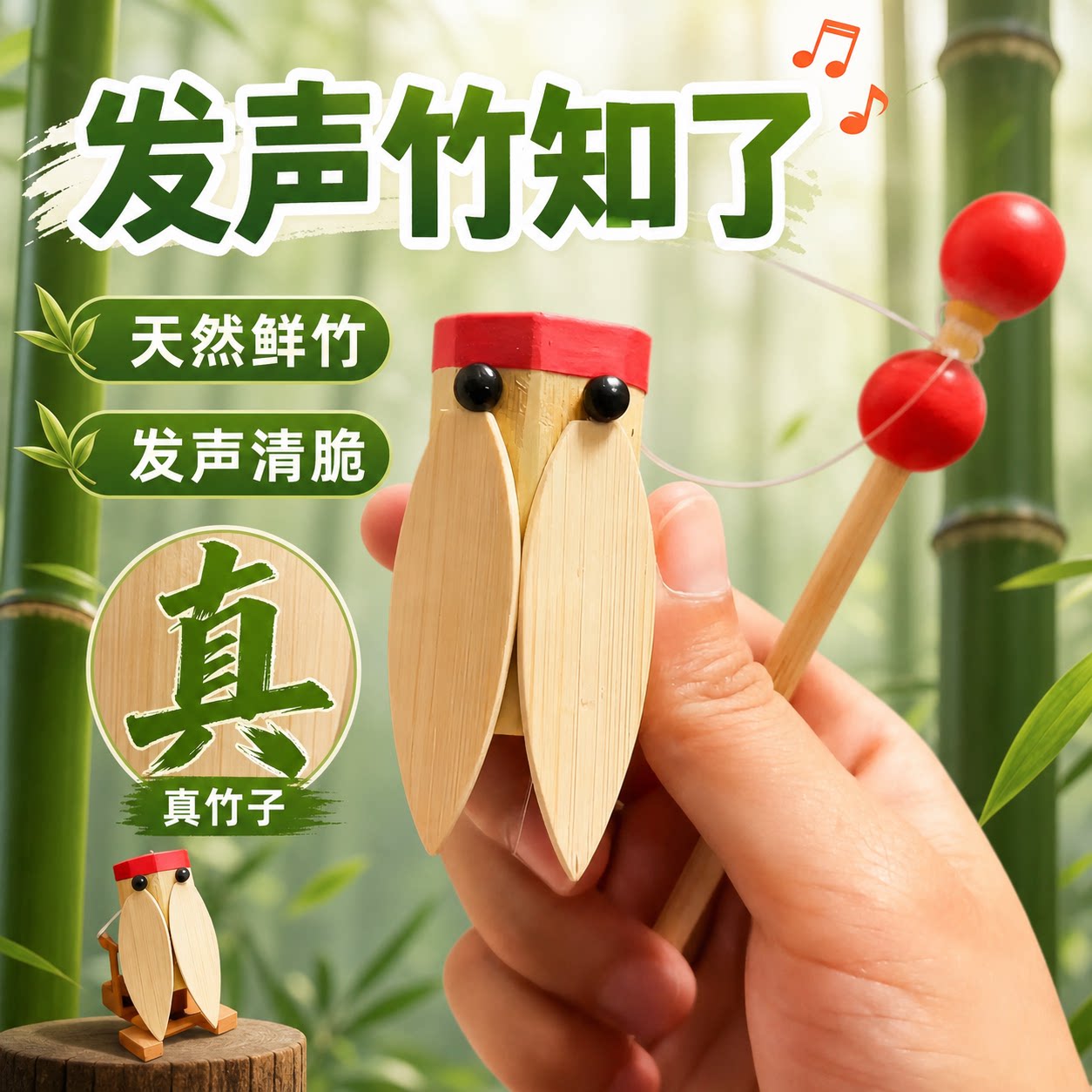 竹知了玩具蝉鸣发声科学实验儿童小制作发明自制手工diy材料包