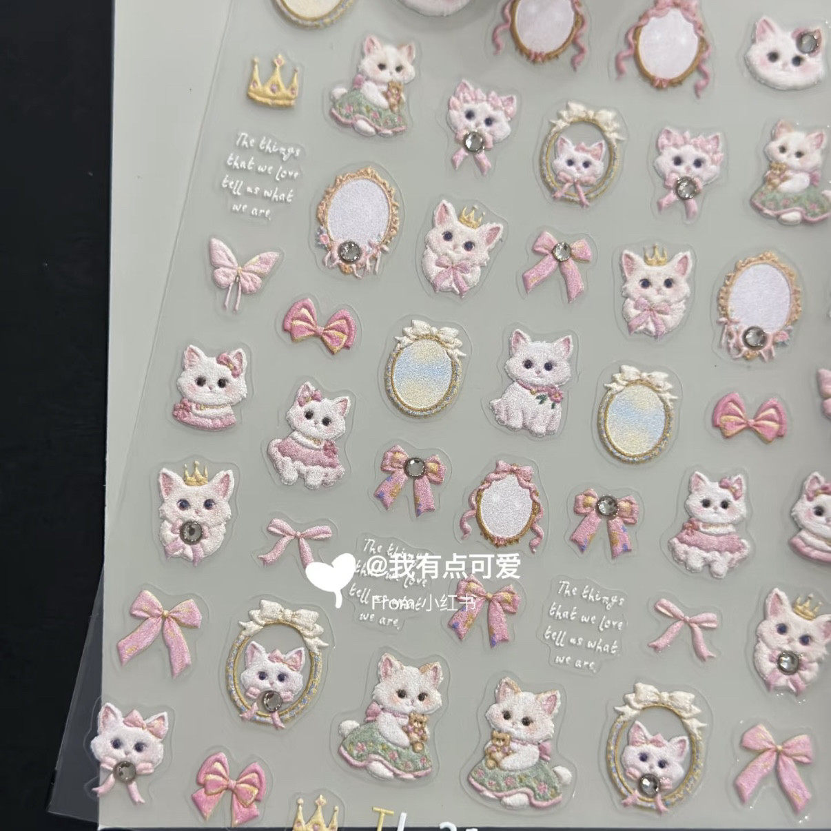 超萌猫咪蝴蝶结立体美甲贴纸