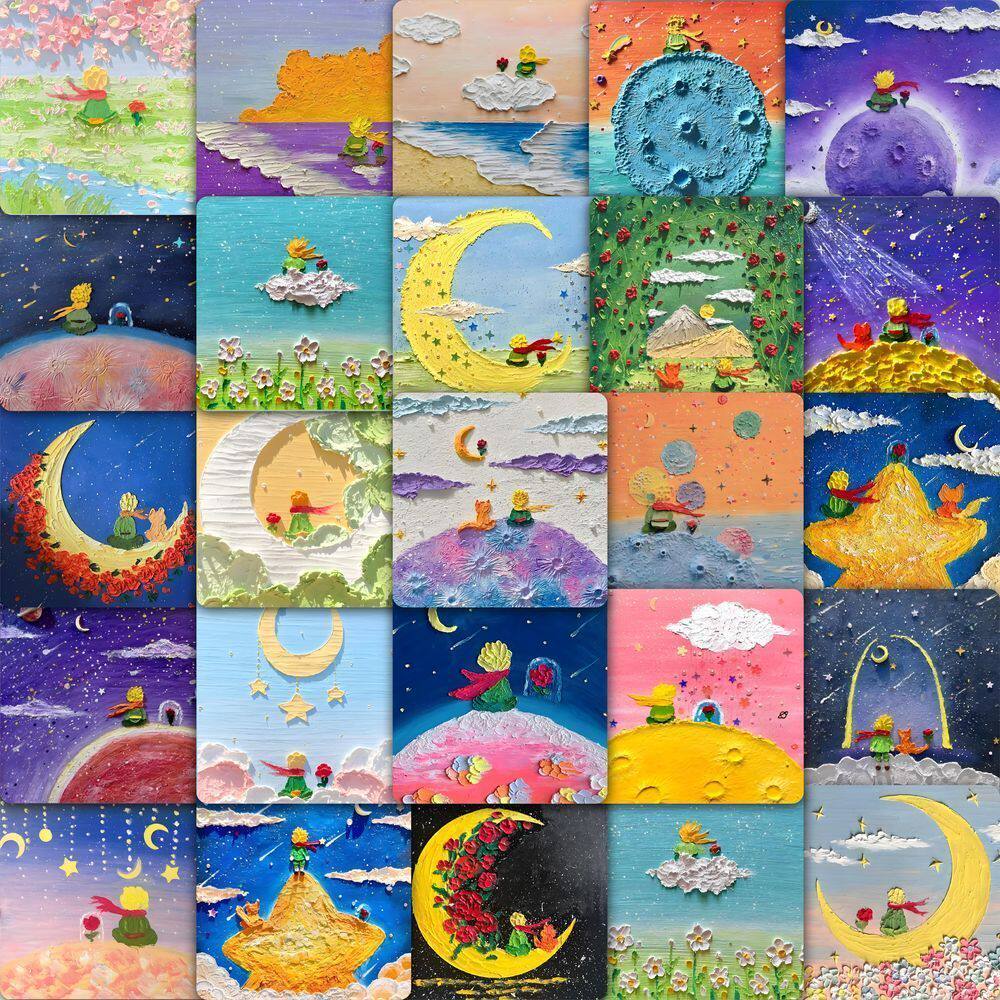 118张小王子油画棒手工绘画名著星空唯美艺术爆款贴纸吉他贴画DIY