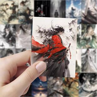 126张剑来贴纸水墨古风江湖侠客ins风格 饰贴画 桌面手机手账diy装