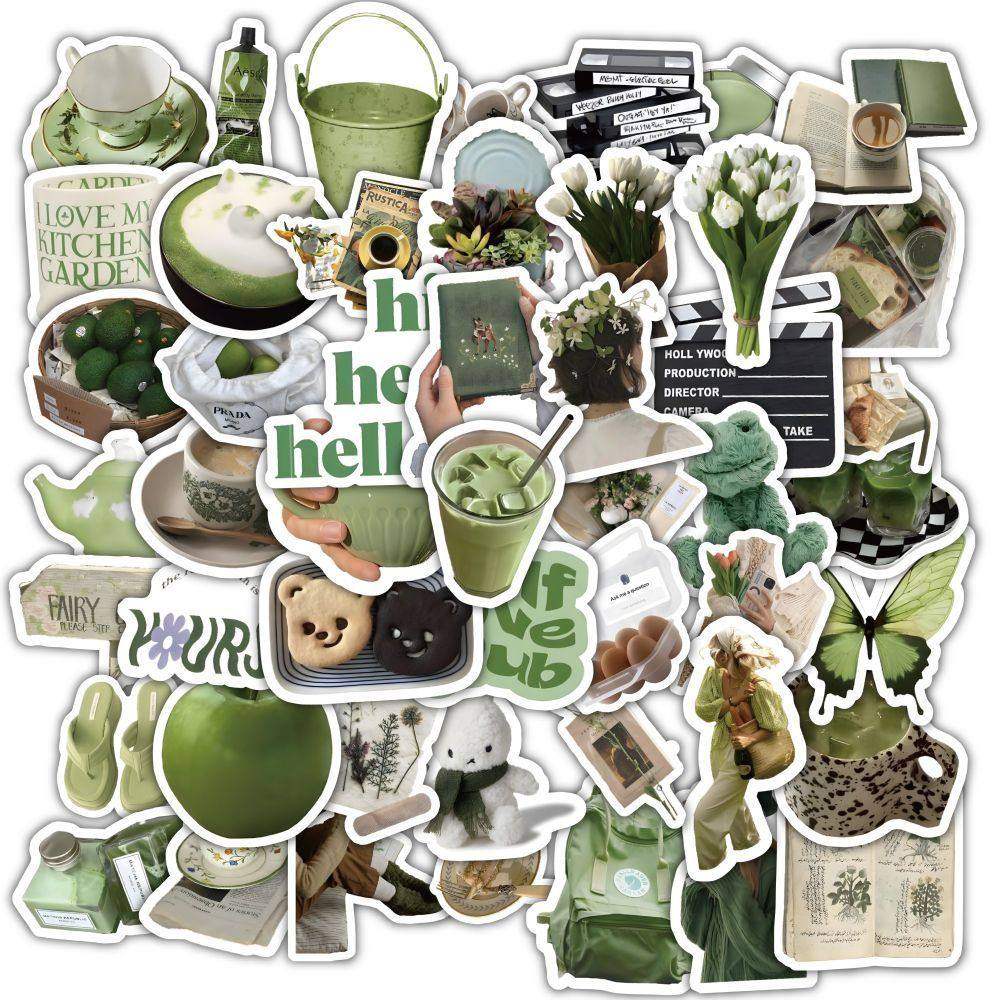 300张绿色系贴纸韩ins风清新高颜值卡通可爱手账素材装饰防水贴画,文具电教/文化用品/商务用品,贴纸/立体贴纸,淘宝优惠券,粉丝福利购,淘宝优惠卷