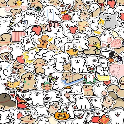 100张超萌可爱贴纸济斯小狗创意装饰素材DIY自粘桌面贴画防水