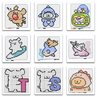 177张济斯小狗拼豆贴纸像素可爱卡通装饰创意手机图纸素材贴画diy