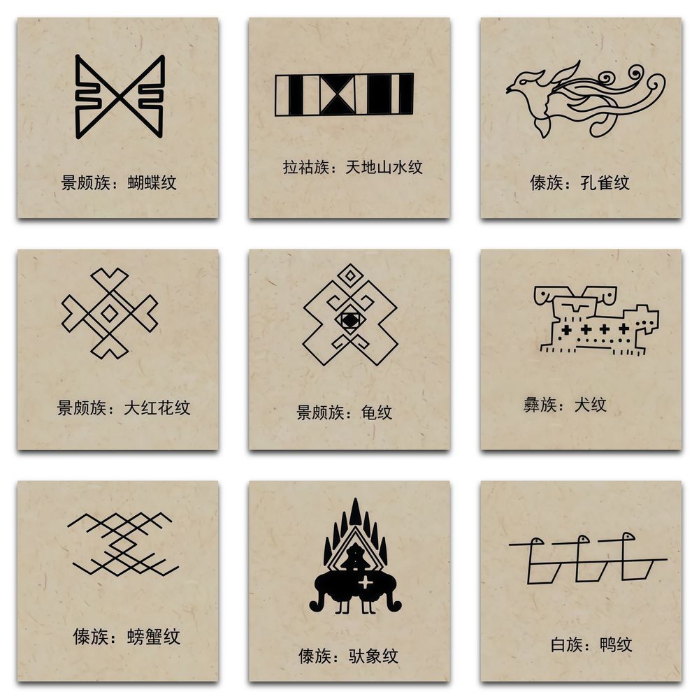 177张民族纹样创意传统文化科普贴纸装饰水杯桌面笔记本贴画防水