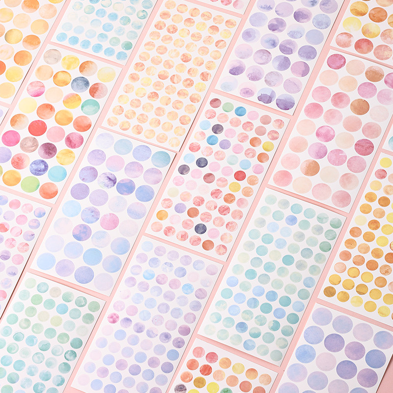 彩色渐变圆点防水手账贴纸