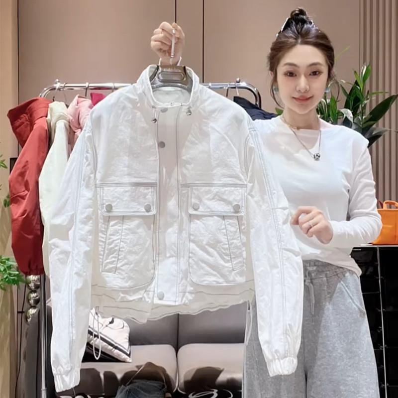 白色防晒衣外套女短款2025春夏新款立领棒球服冲锋衣薄款夹克上衣