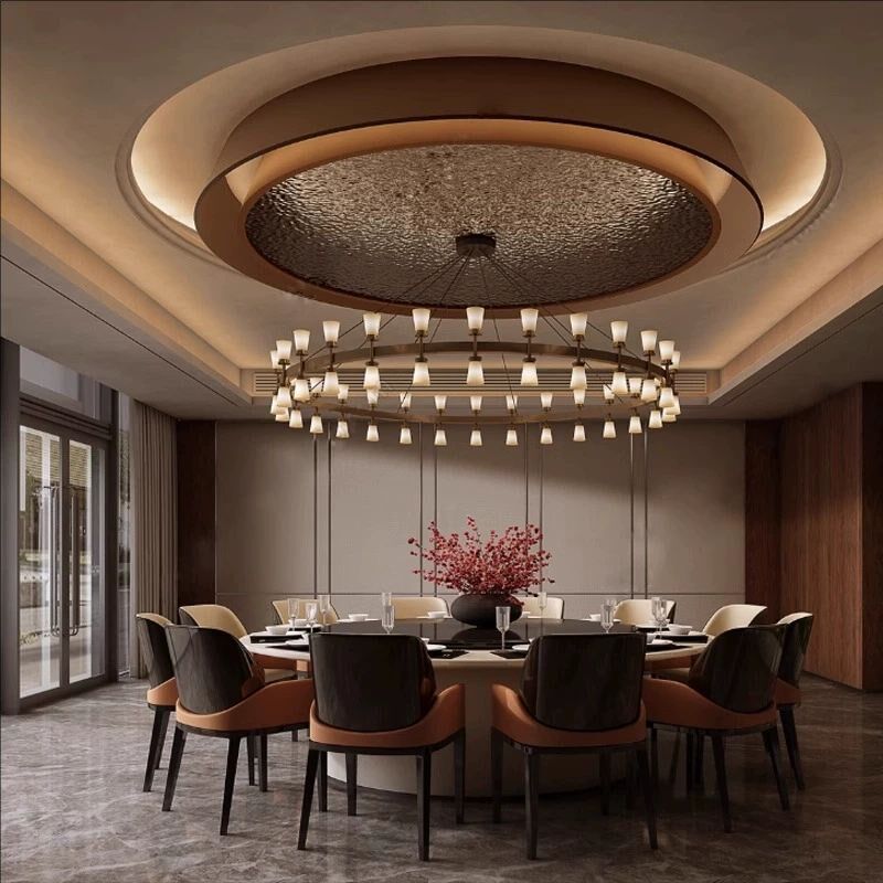 酒店饭店包厢包间吊灯创意大气火锅店宴会厅圆桌灯具新中式定制灯
