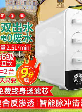 2024新款净水器双出水RO反渗透家用直饮机厨房自来水不插电0废水