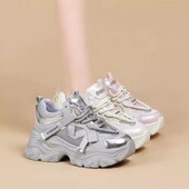 网面透气老爹鞋 百搭K松糕厚底休闲内增高运动鞋 女2024夏季 7CM时尚