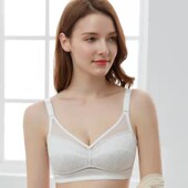 无钢圈无海绵文胸纯棉q吸汗透气调整型薄款 文胸白色内衣夏季 F杯95