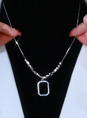 黑色几何项链女高级设计感小众毛衣链秋冬气质时尚新款锁骨链配饰