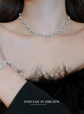 银色珍珠项链女轻奢小众高级感锁骨链2024新款爆款气质颈链配饰