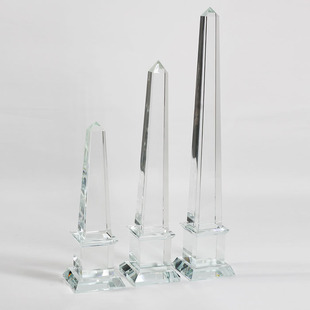 水晶方尖碑纪念玻璃奖杯摆件客厅样板房书房办公室家居.透明装饰