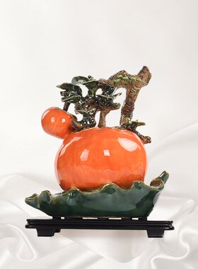 陶瓷柿子工艺品摆件柿柿如意创意家居客厅茶几S酒柜摆设乔迁礼物