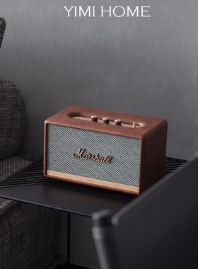 壹洣现代轻奢皮革复古音响摆件样板间售楼部客厅边几桌面软装摆件