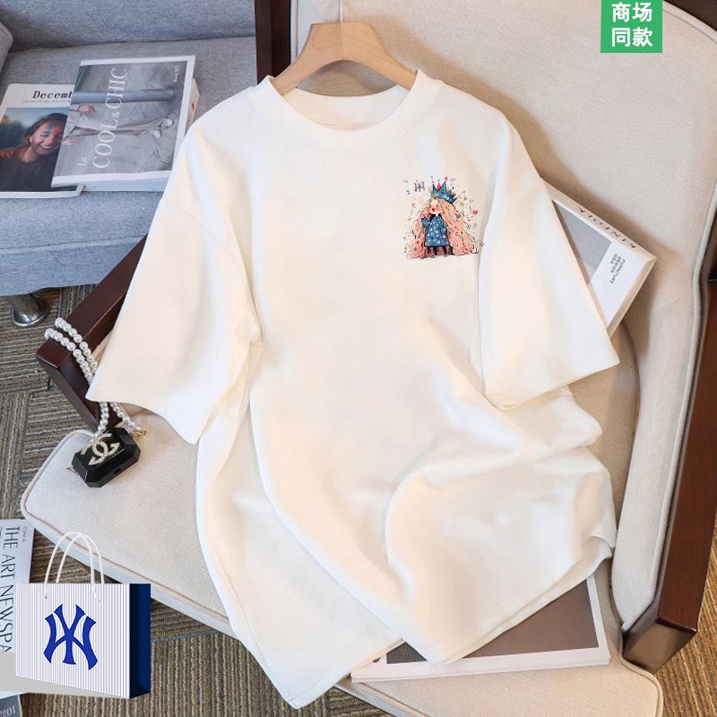 白色圆领短袖t恤女夏p季韩版潮流时尚休闲宽松小个子半袖显瘦上衣
