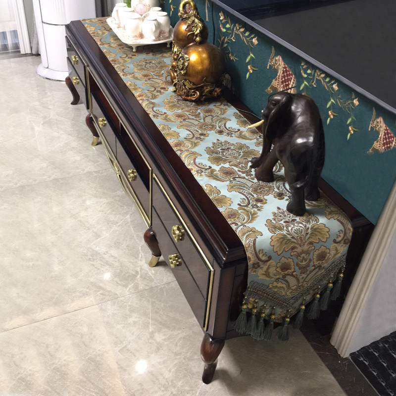 桌旗欧式现代简约美式餐桌布艺套装轻奢茶几旗电视柜订做高档奢华