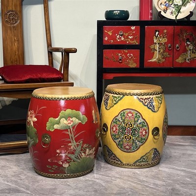 新中式实木鼓凳茶台凳餐厅客厅沙发板凳古筝琴凳休闲装饰待客凳子