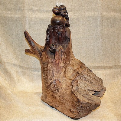 中式红木老挝大红酸枝根雕人物神像手工雕刻交趾黄檀寿星公工艺品