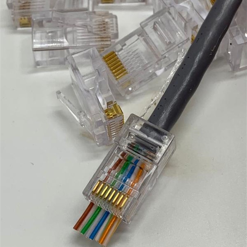 六类千兆穿孔式水晶头cat6通孔rj45网线接头8P8C芯纯铜镀金水晶头