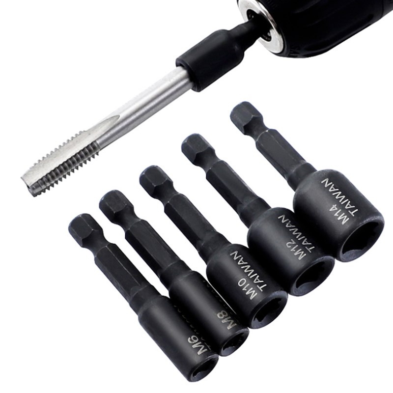 机用丝锥套筒夹头M4-M16内牙回丝攻牙套筒攻丝1/4六角柄螺纹丝锥