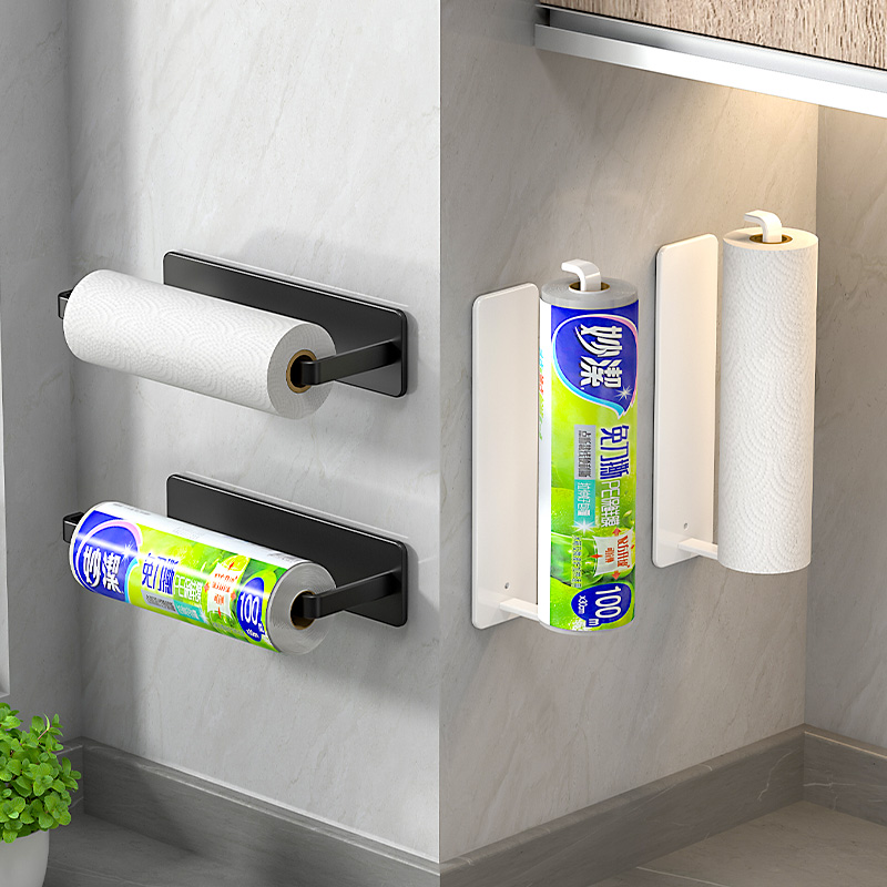 厨房纸巾架子免打孔专用纸挂架橱柜保鲜膜抹布收纳卷筒纸支架壁挂