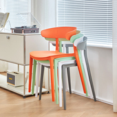 简约塑料加厚大人椅子家用餐椅出租房用靠背凳子休闲椅牛角椅商用