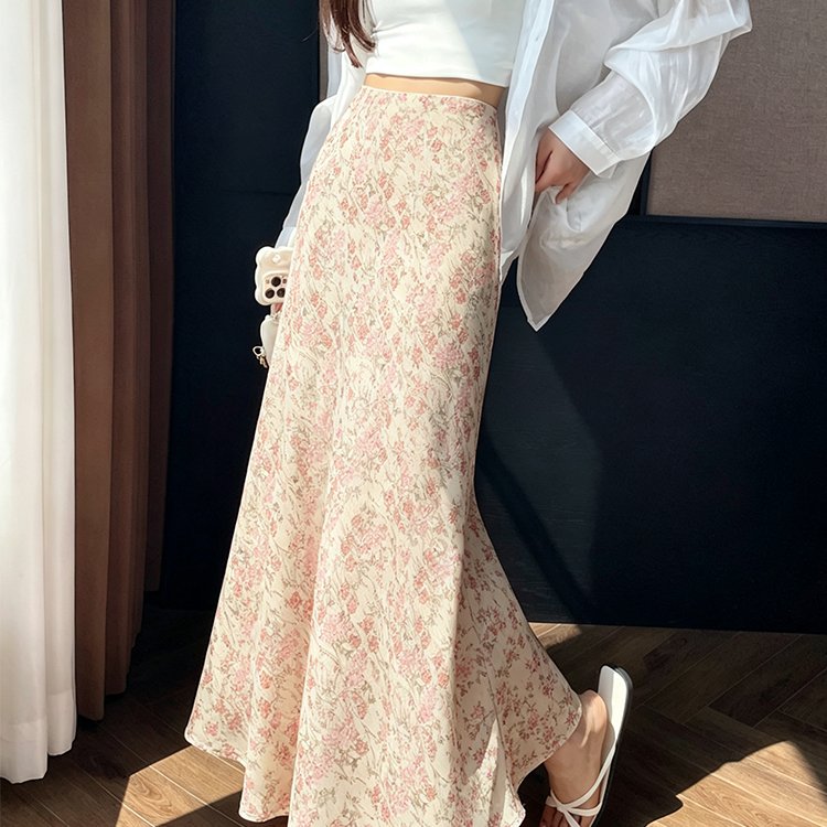 高腰显瘦碎花包臀半身裙女夏季2025新款宽松a字半裙气质中长裙子