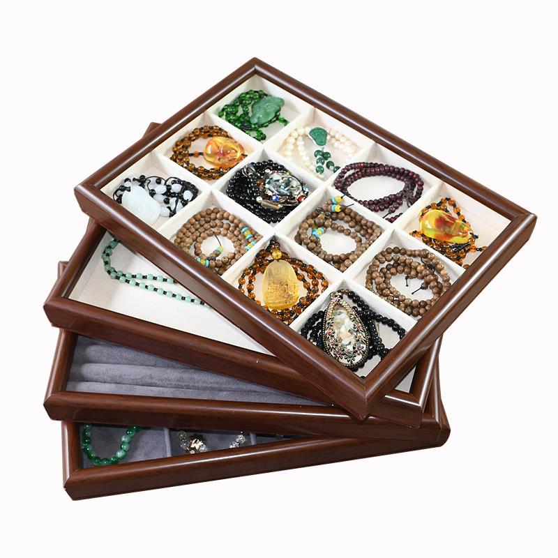 胡桃木色托托盘首饰收纳