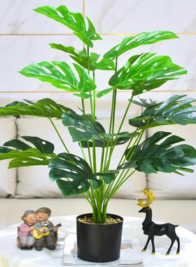 仿真绿植龟背竹75CM大型绿叶北欧风绿色植物盆栽家居装饰跨境