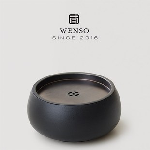 黑砂粗陶茶洗 闻说 简约禅意大容量建水杯洗家用客厅功夫茶具配件