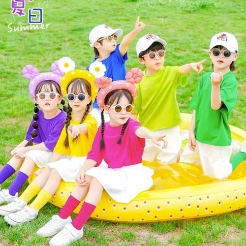 幼儿园六一儿童演出服糖果运动会舞蹈T恤毕业照班服小学生表演