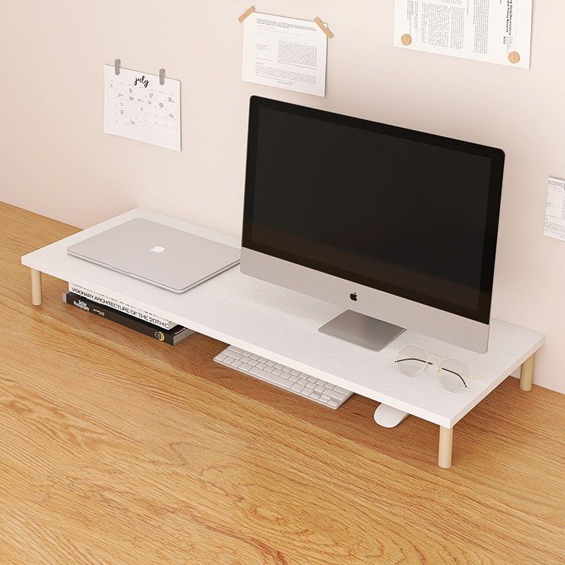 电脑增高架显示器加宽m桌面加长架子显示屏支撑架垫高底座实木