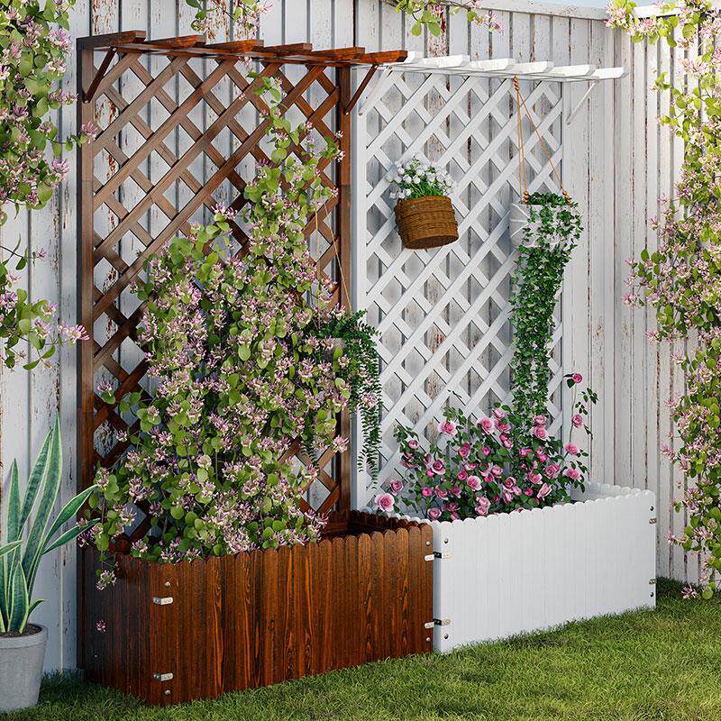 防腐木栅栏庭院花架室外围栏隔断花园阳台装饰户外篱笆网格爬藤架