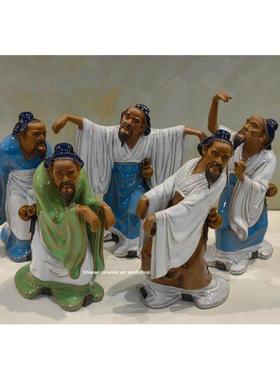 陶瓷中医养生馆摆件石湾娃娃花陀五禽玩博古架桌摆件