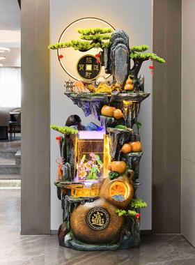 招财风水轮流水生财摆件循环水中式假山喷泉水景客厅落地装饰开业