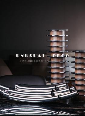 UNUSUAL 轻奢木质金属烛台创意扁豆果盘样板间民宿酒店拼接摆件