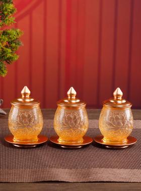 采购产品古玻璃供水杯，佛杯，家庭佛用品，佛杯，圣水杯，贡水杯