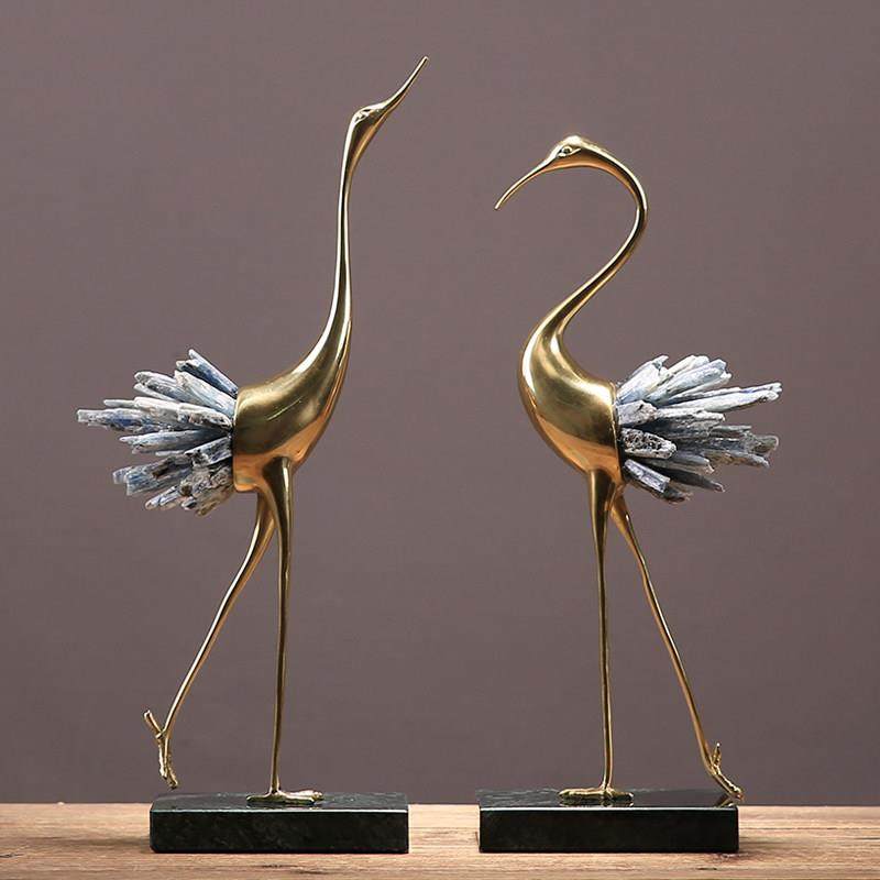 轻奢摆件现代水晶仙鹤新中式家居装饰品客厅玄关电视柜样板房摆设,家居饰品,装饰摆件,淘宝优惠券,粉丝福利购,淘宝优惠卷