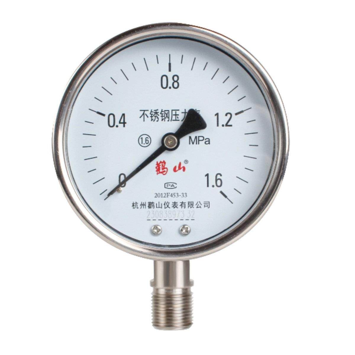 Y100BF不锈钢压力表耐酸碱防腐304不锈钢表气压表储气罐专用,五金/工具,压力表,淘宝优惠券,粉丝福利购,淘宝优惠卷
