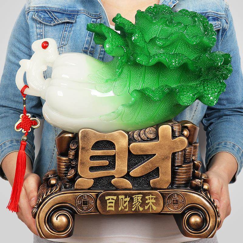 百财如意玉白菜摆件招财家居装饰品工艺礼品摆饰客厅电视柜店铺开